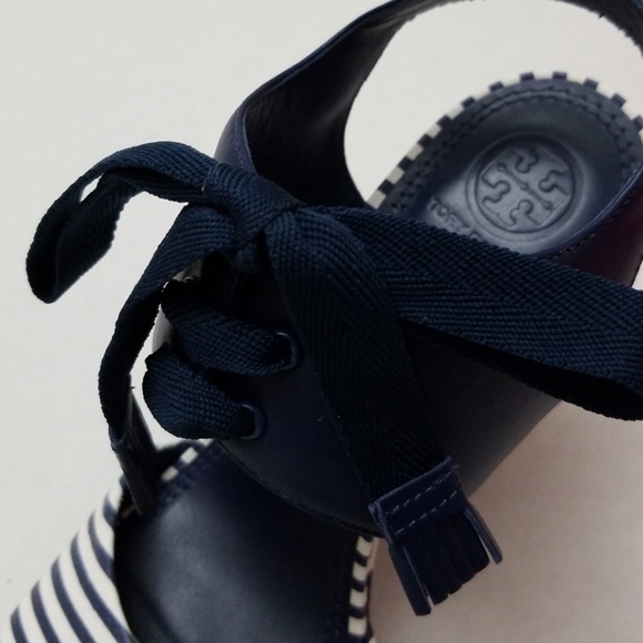 Tory Burch Nautical Strips Wedge Sandal - Picture 8 of 8